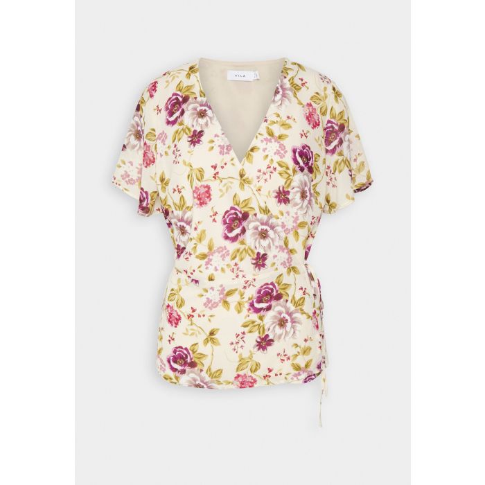 VILA Blumen-Wickelbluse – Weiß