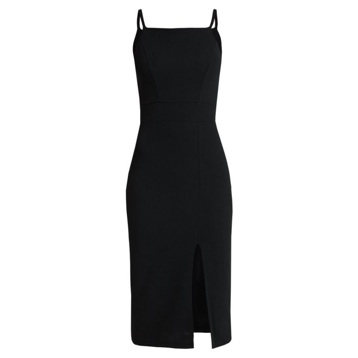 WAL G. Figurbetontes Midikleid mit Schlitz – Schwarz