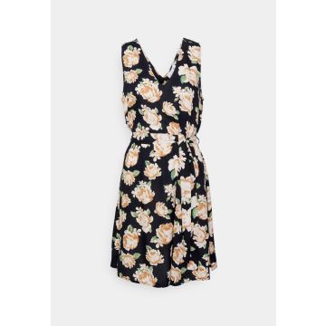 VILA Blumen-Wickel-Minikleid – Schwarz