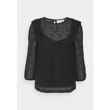 VILA Spitzen-Overlay-Bluse – Schwarz